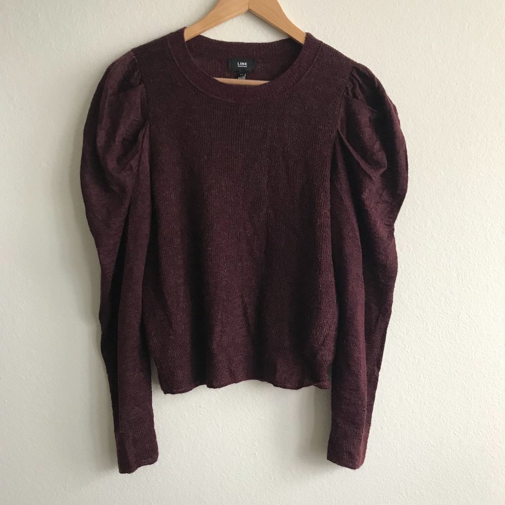 Anthropologie Line the Label Wool and Alpaca Puff Sleeve Sweater Pullover Size S